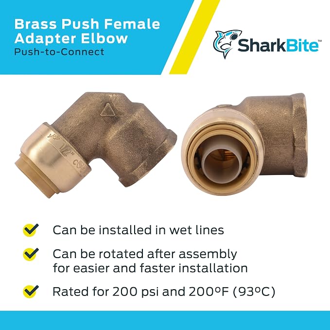 SharkBite 1/2 Inch x 1/2 Inch 90 Degree Female Adapter Elbow, Push to Connect - Image 4