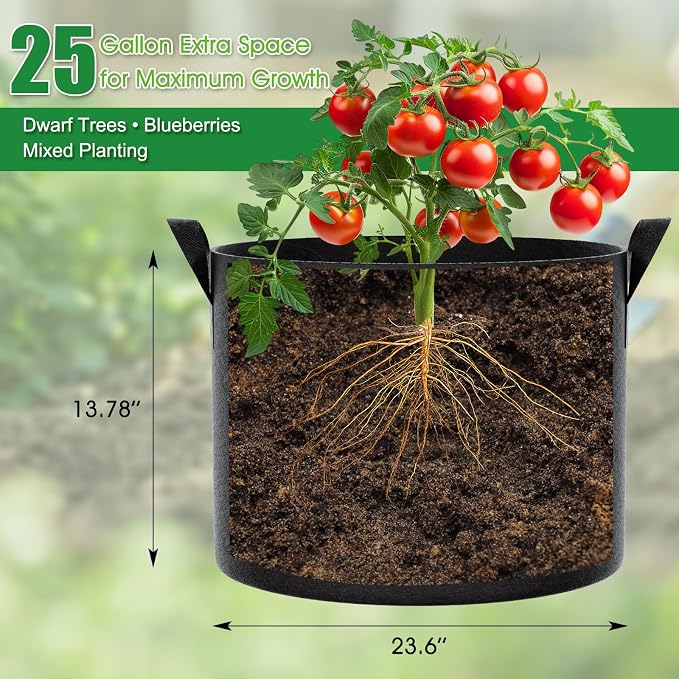 25 Gallon Plant Grow Bags 8 Pack 300G Fabric Pots - Image 2