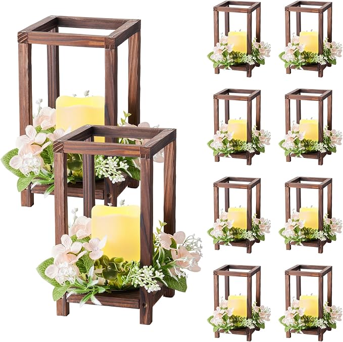 VEVOR 10 Set/30 Pcs Wooden Wedding Lantern Centerpiece, Includes 10 Wooden by VEVOR