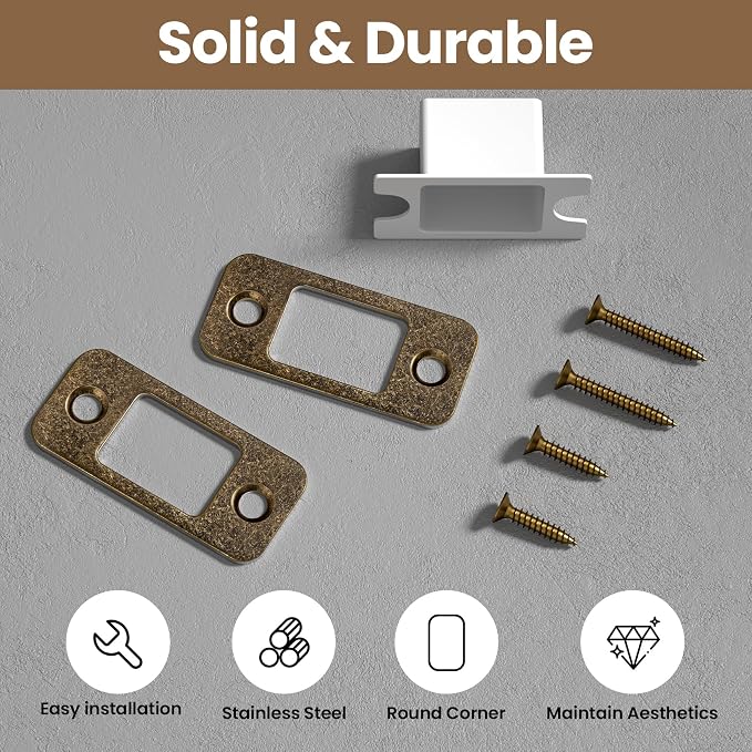 Deadbolt Strike Plate Door Backplate 1" x 2-1/4" Round Corner | 2 Pack - Image 6