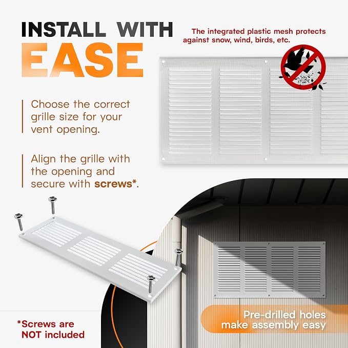 16 x 8 Inch White Galvanized Steel Return Air Register Vent Cover, AC Vent Cover - Image 4