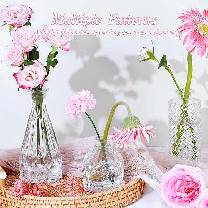 UPBUD Clear Glass Bud Vases Set of 5, Mini Flower Vase - Image 4