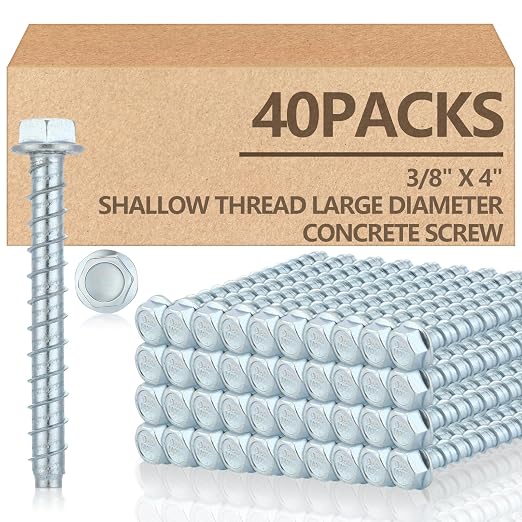 Tandefio 40 Pack 3/8 x 4 Concrete Anchors and Screw Kits Galvanized | Large by Tandefio