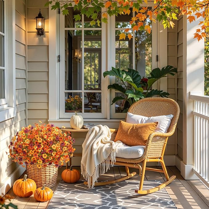 Alupssuc 24 Bundles Artificial Fall Flowers, UV Resistant Faux Mums Porch | - Image 8