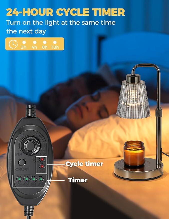 Gray Candle Warmer Lamp with 24h Cycle Timer, Dimmable Wax Melt Warmer | 24h - Image 4