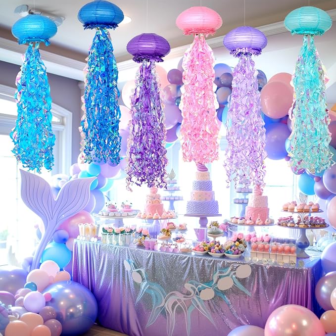 OBXT Hanging Jellyfish Lanterns Multi-Color 6 Pack - Image 3