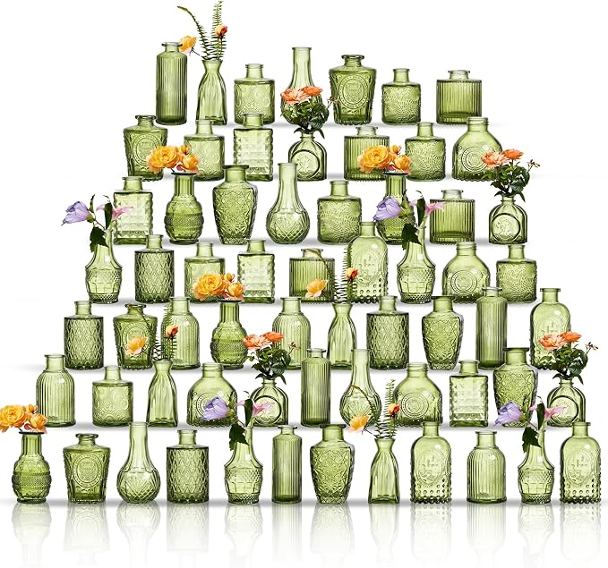 Glass Bud Vases Set of 64 by Unknown