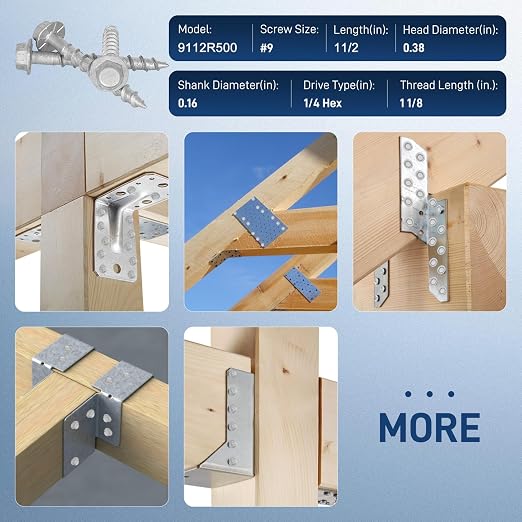 Mech.Galv.#9x-1/2 Joist Hanger Screws-1000 Qty, 9112R1000 Hurricane Screws | - Image 6