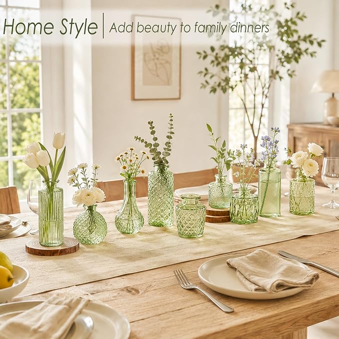 UPBUD Green Glass Bud Vases Set of 36, Small Vases - Image 2