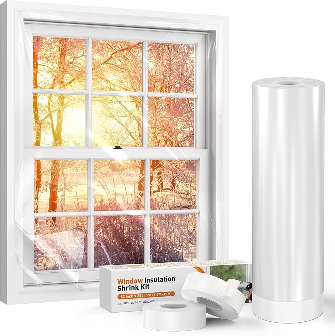 Window Insulation Kit for Winter, Plastic Window Covering 63 Inch Wide × 393 by AGHITG