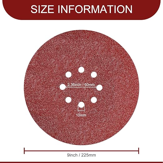 9 inch Sanding Discs 120 Grit 8 Holes Hook and Loop Sandpaper - Image 5