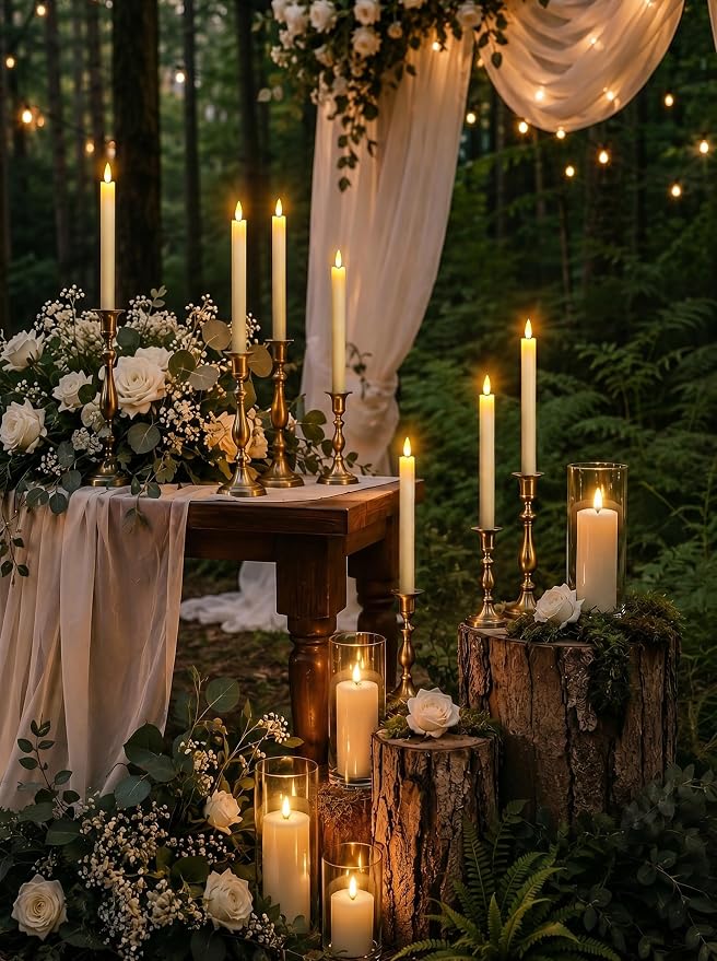 GenSwin Flameless Taper Candles LED Battery Operated Remote Timer Ivory | LED - Image 3