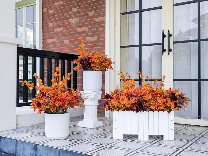 17PCS Artificial Fall Flowers Outdoors, Autumn Faux Orchids & Mums Outside | UV - Image 3