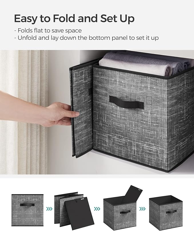 SONGMICS Storage Cubes, 13-Inch Foldable Closet Organizers | Non-Woven Fabric - Image 6