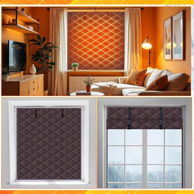 Fanfanwin 1 Pcs 63 x 39 Inches Window Insulation Curtain Kit Winter Thermal - Image 6