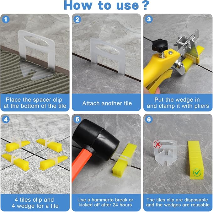 DGSL 1/16 Inch Tile Leveling System, 1000 Tile Spacers and 200 Tile Wedges | - Image 5