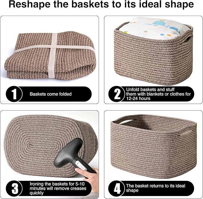 ICERZCZ Storage Baskets for Organizing Shelves, Woven Cotton Rope Bins for Baby - Image 7