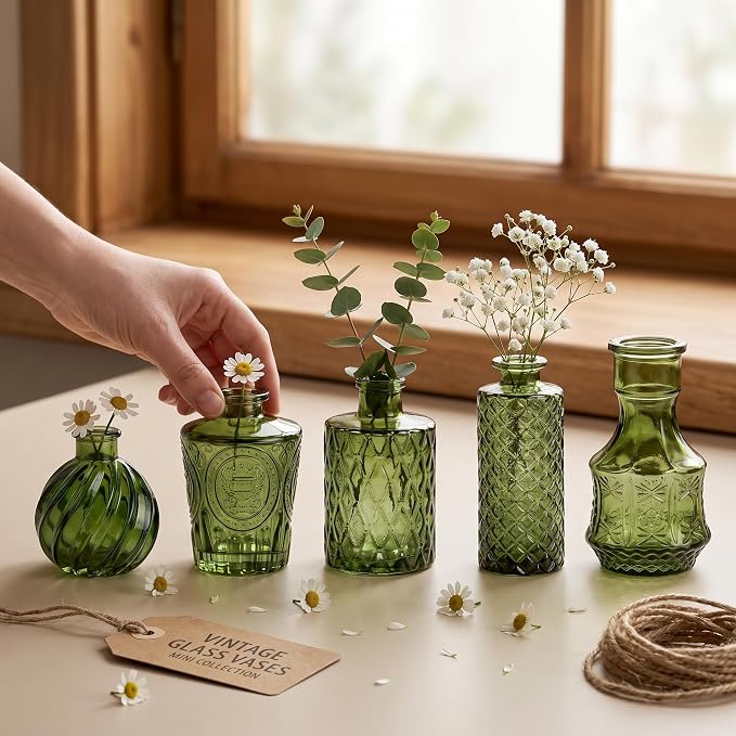 Clear Glass Bud Vase Set of 14 Pcs, Small Bud Vases in Bulk, Glass Crystal - Image 3