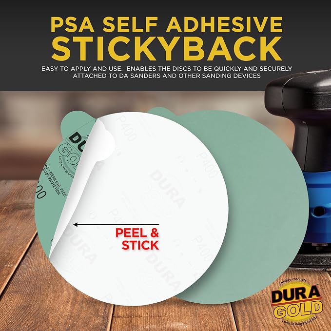 Dura-Gold Premium 80, 400 Grit 6" Green Film PSA Sanding Discs, 5 Each - Image 3