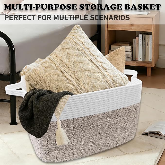 96L Laundry Basket with Handles, Extra Blanket Basket, Living Room - Image 6