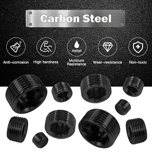 25 Pcs Carbon Steel Pipe Plugs Assortment Set - Image 3