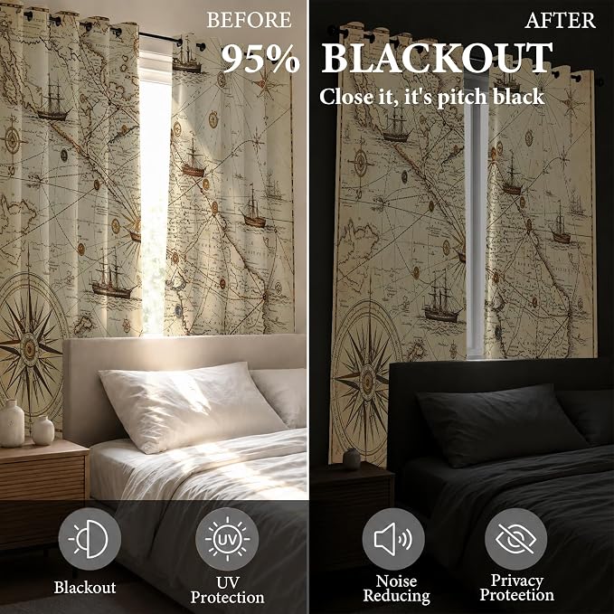 Vintage Nautical Blackout Curtains - Image 5