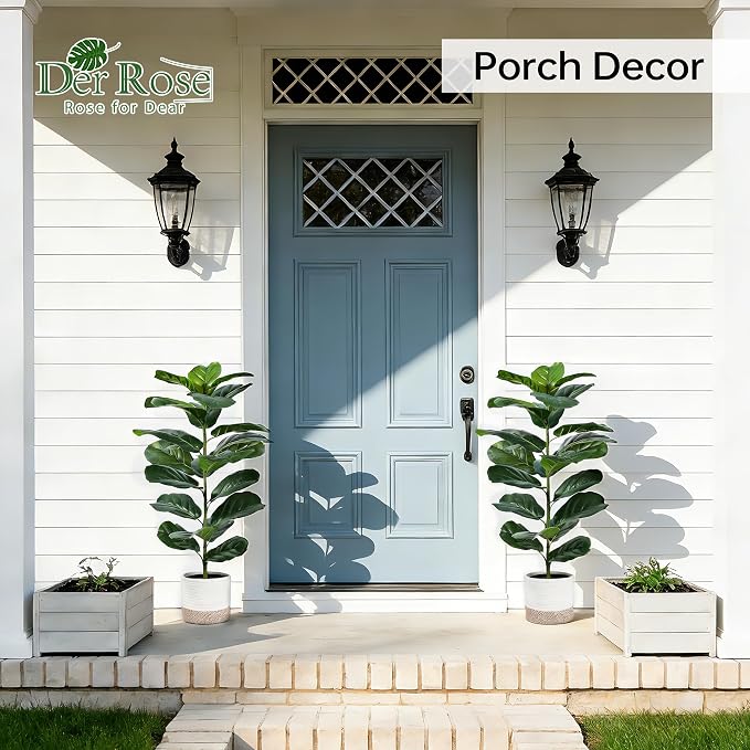 Der Rose 2 Pack 30" Fake Plants, Fiddle Leaf Fig Trees - Image 2