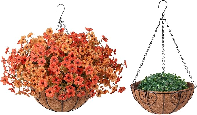Artificial Flowers with Hanging Basket Planter - Image 6
