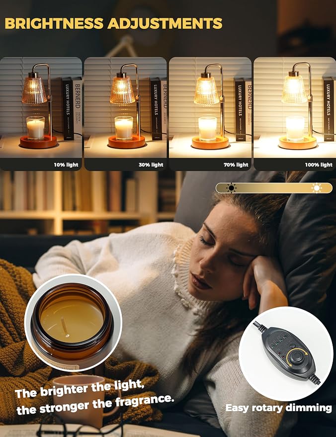 Modern Candle Warmer Lamp with 24h Cycle Timer, Dimmable Wax Melt Warmer | 24h - Image 3