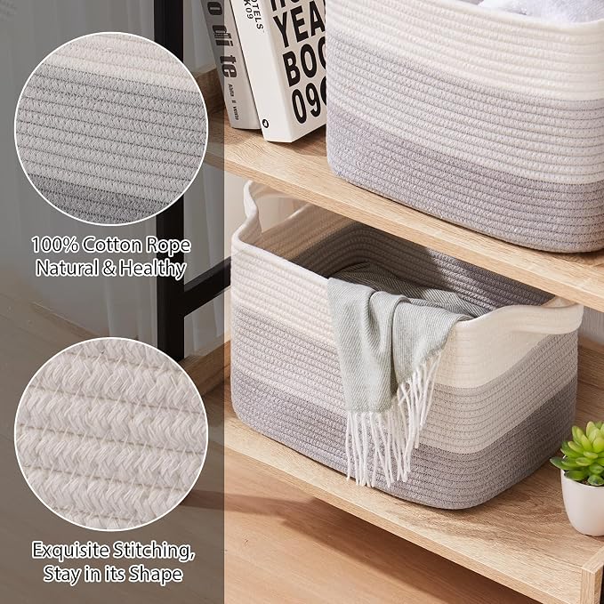OIASKET Storage Baskets for Organizing, Woven Baskets for Shelves, Rectangle - Image 4