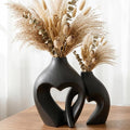 Black Ceramic Flower Vases Home Decor Heart Shaped Vase Set of 2 | Nordic Heart by Zormon