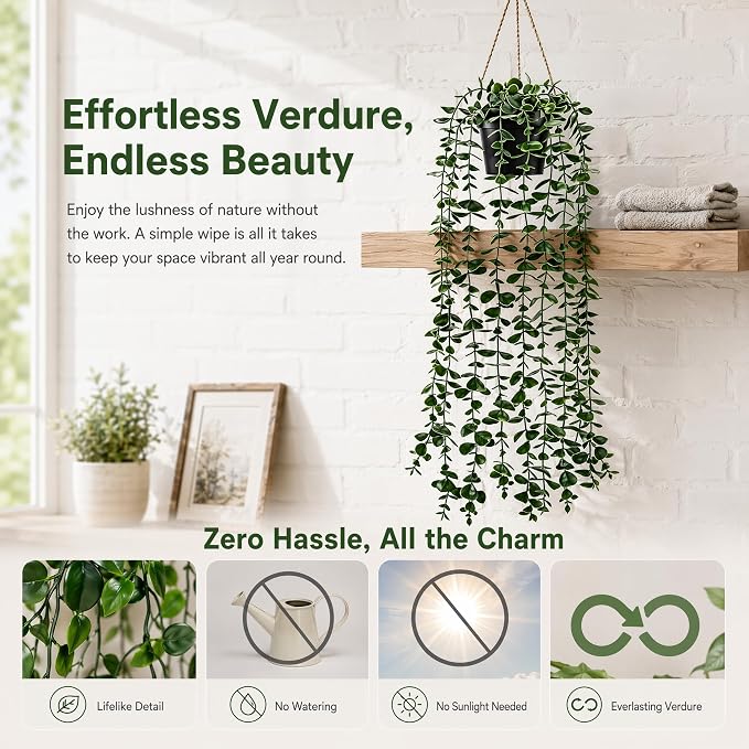 KIRIFLY Fake Plants Artificial Indoor Faux Hanging Plants Greenery Eucalyptus - Image 5