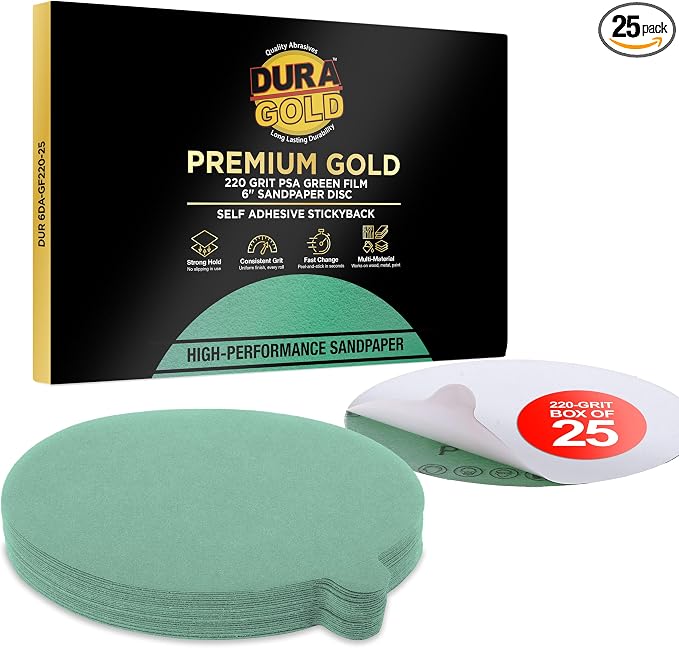 Dura-Gold Premium 6" Green Film PSA Sanding Discs by Dura-Gold