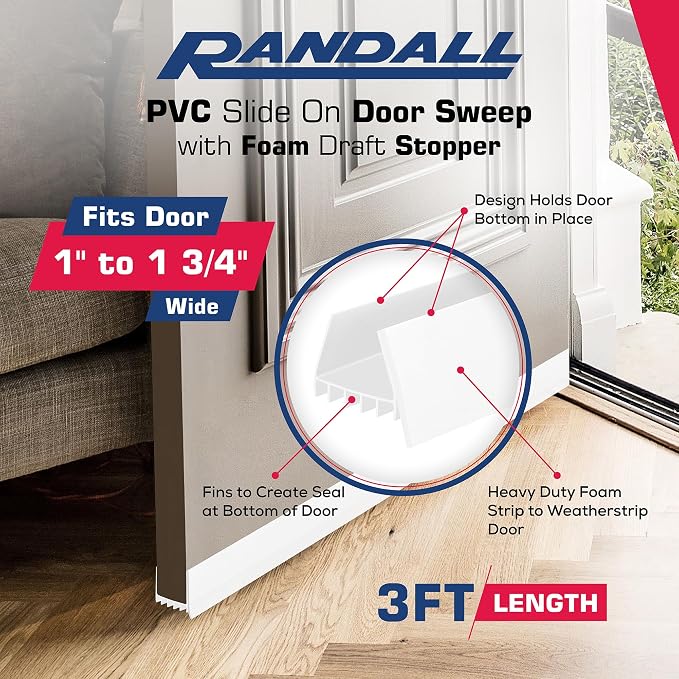 PVC Slide on Door Sweep with Foam Draft Stopper/Sweep - Image 4