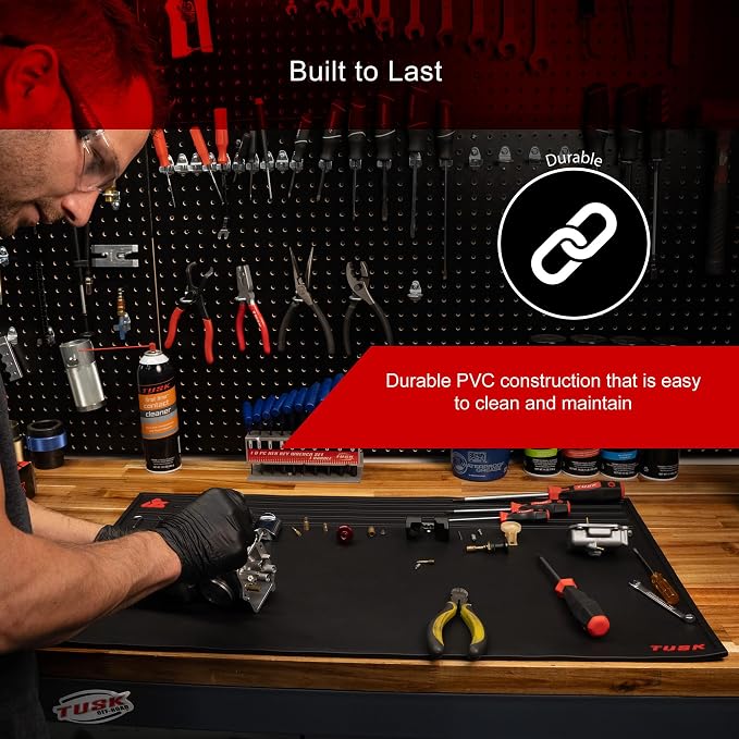 Tusk Workbench Mat 18” x 32” – Durable Black Vinyl Surface – Protective - Image 3