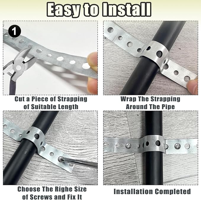 2 Roll Galvanized with Holes Metal Pipe Strap - Image 3
