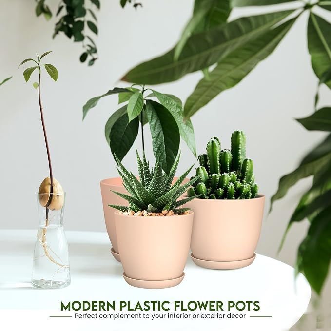 Plant Pots Indoor with Drainage, 5 Pack Multi-Size Planters Set - Image 5