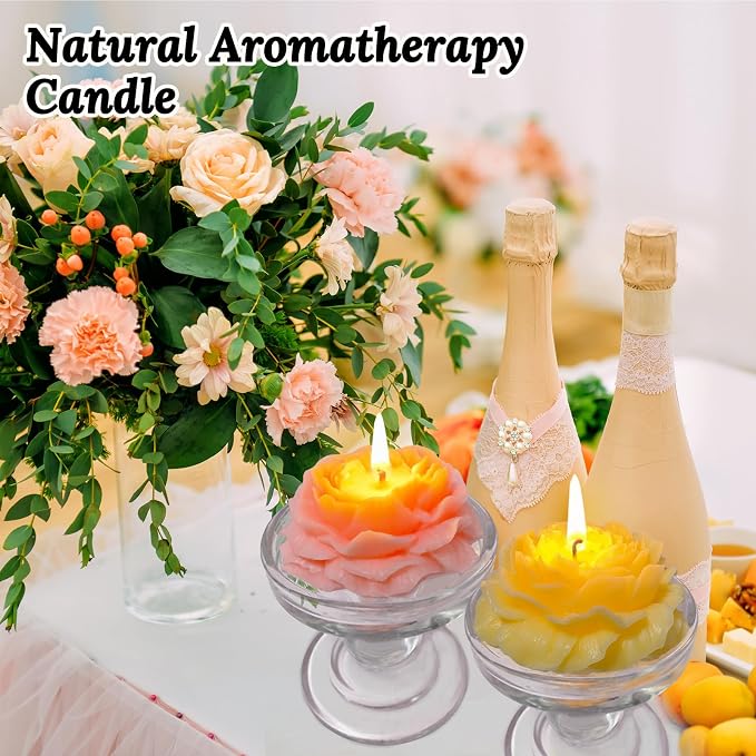 4 Pack Peony Flower Shape Candles - Image 2