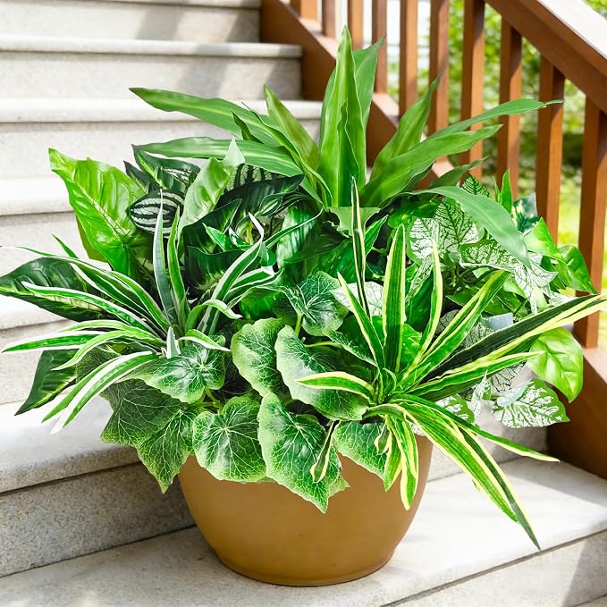 Artificial Plants for Outdoors Faux Greenery Leaves UV Resistant Realistic - Image 9
