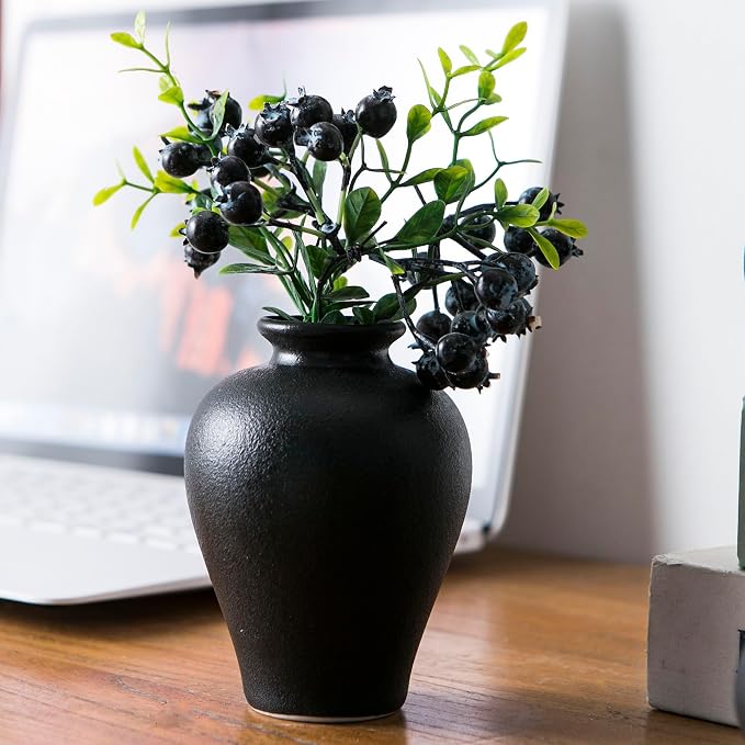 Black Bud Vases, Ceramic Small Vase Set of 5, Mini Vases - Image 4