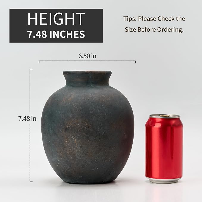 SIDUCAL Ceramic Decorative Flower Vase | 7.48 Inch Pottery Rustic Farmhouse - Image 4