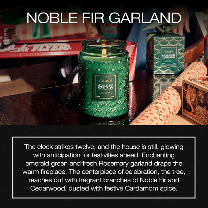 Voluspa Noble Fir Garland, Large Candle Jar, Coconut Wax Blend, Scented Candles - Image 2