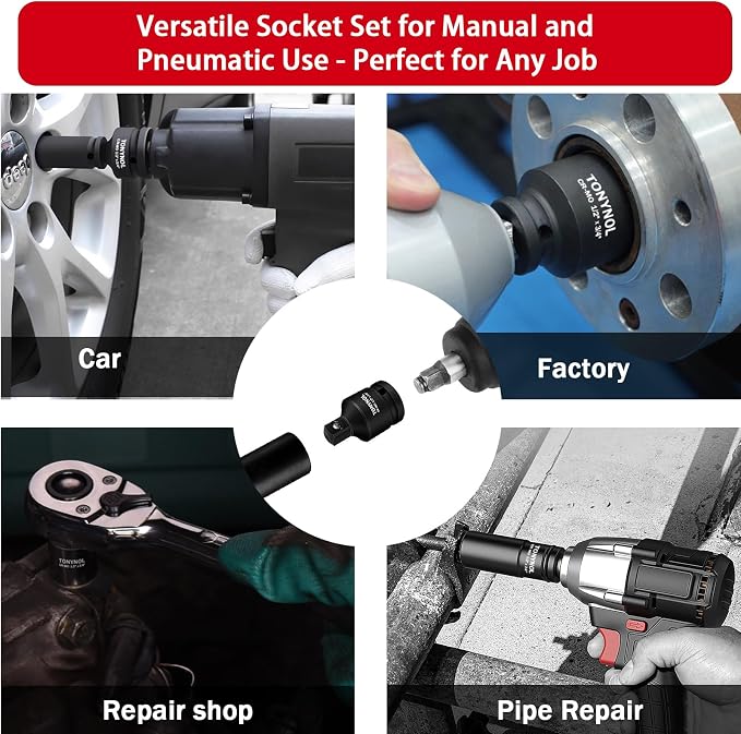 TONYNOL 8 Piece Impact Socket Adapter and Reducer Set | 1/4" 3/8" 1/2" 3/4" - Image 5
