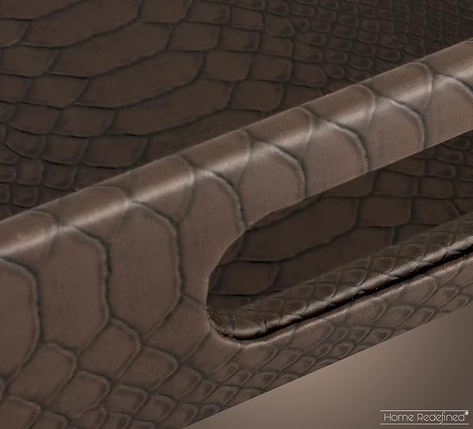 Modern 17.5"x12" Rectangle Brown Snake Faux Leather Decorative Tray Serving Tray - Image 6