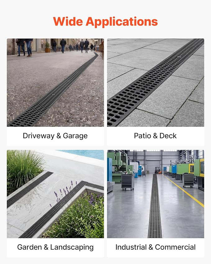 VEVOR Trench Drain, 20.1 x 5.5 x 3.5 in, 6 Pack Linear Drainage Channel - Image 9