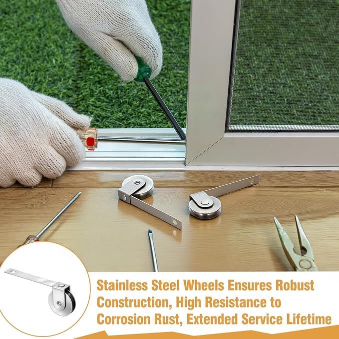 Lounsweer 4 Pcs 1 Inch Steel Screen Door Rollers Replacement, Straight | - Image 6
