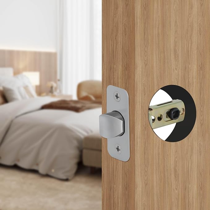 2 Pack Nickel Door Latch Replacements, 8mm Big Spindle Hole, 45°Turning Angle - Image 2