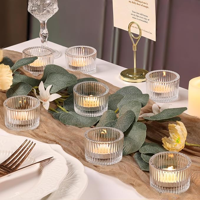12 Pack Tealight Clear Candle Holders, Votive Tea Light Candle Holder | Table - Image 7