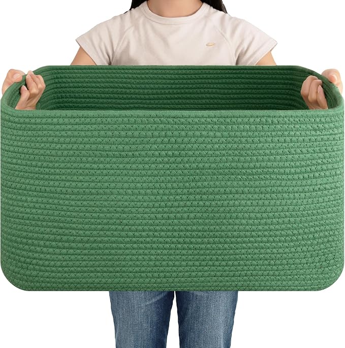 OIAHOMY 75L Large Blanket Basket, Woven Cotton Rope Baskets by MasterofSpaceOptimization