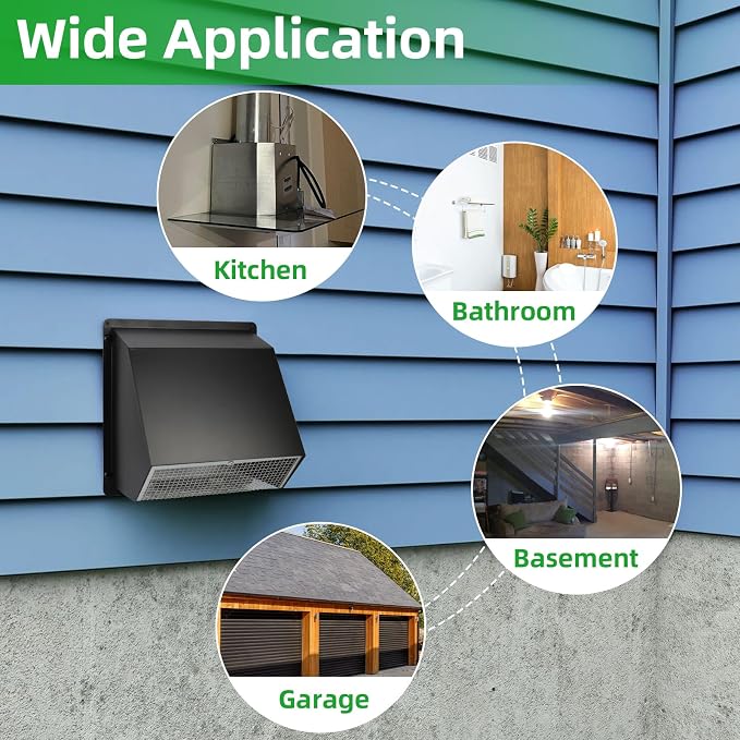 6 Inch Hooded Wall Vent with Screen and Damper, Galvanized Steel - Image 7